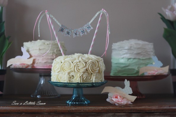 sewalittleseam.com, bunny birthday, pastel combre cakes