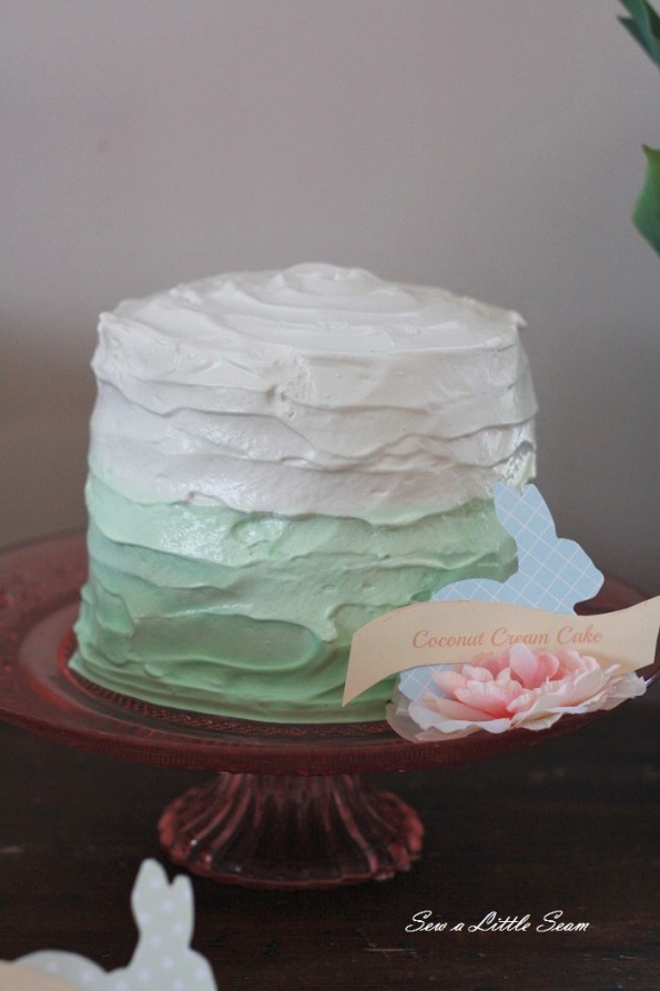 sewalittleseam.com, bunny birthday, green ombre cake